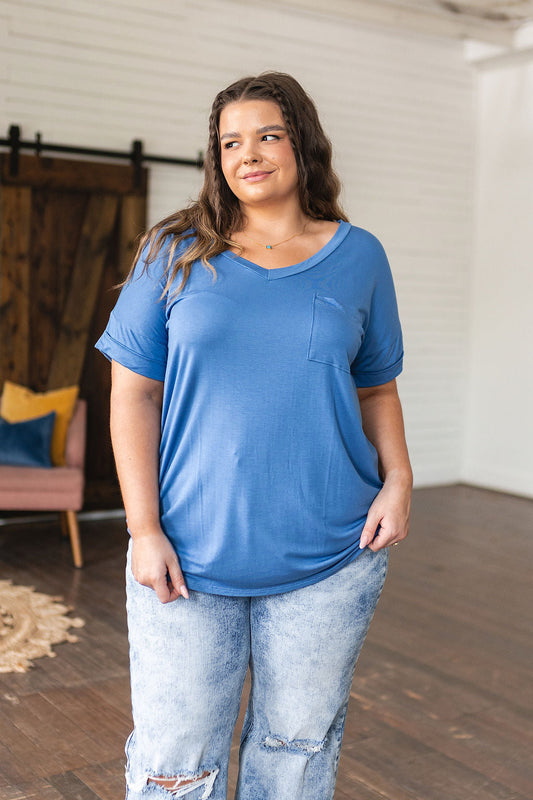 Absolute Favorite V-Neck Top in Azure