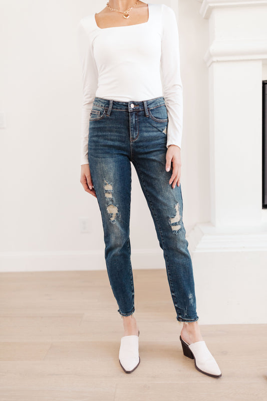 Mid-Rise Destroyed Relaxed Fit Jeans