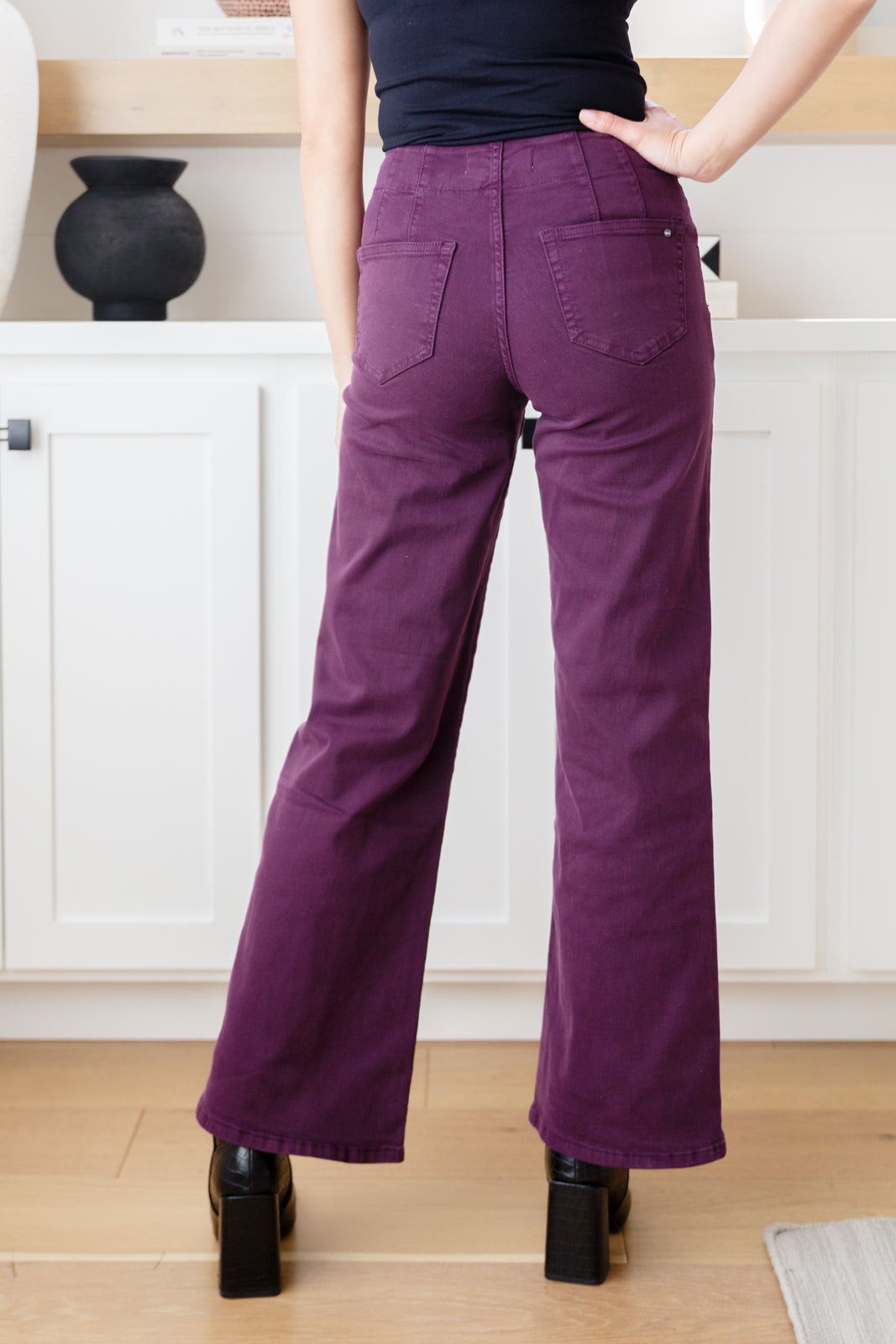 Petunia High Rise Wide Leg Jeans in Plum