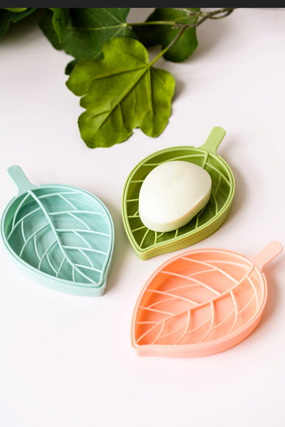 3 pack Vintage Leaf Shape Soap Dish with water catch